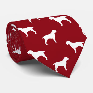 Spinone Italiano Silhouettes Pattern Red en White Stropdas