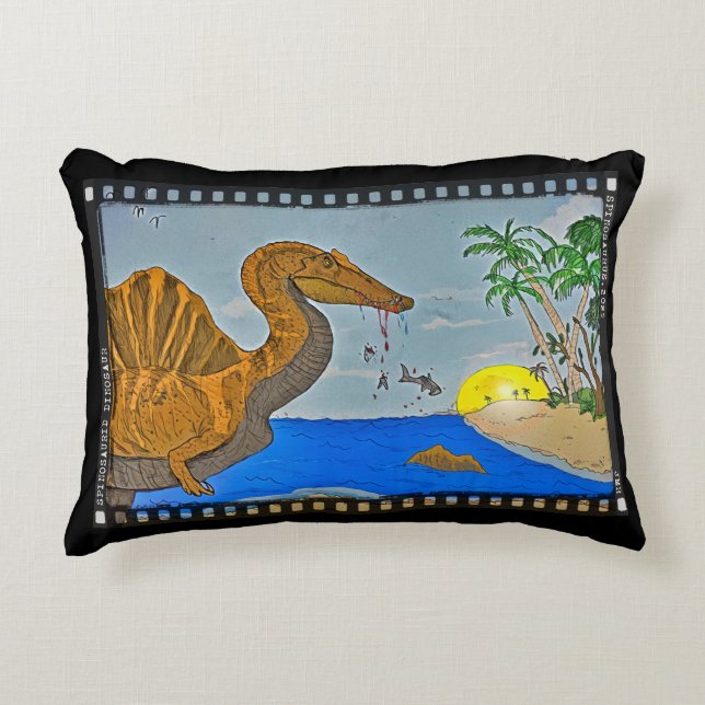 Spinosaurus Beach Throw Pillow Black Pillow Accent Kussen (Voorkant)