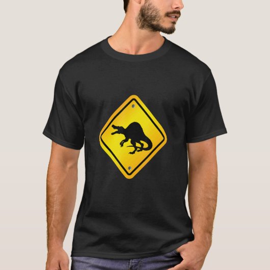 Spinosaurus Dinosaur Crossing Design T-shirt (Voorkant)