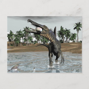 Spinosaurus dinosaur die vis eet - 3D rendering Briefkaart
