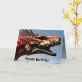 Spinosaurus Dinosaur effrayant, Carte Anniversaire (Fleur jaune)