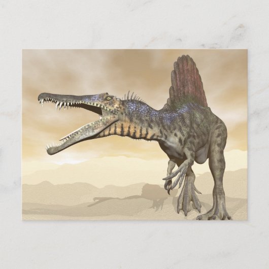 Spinosaurus dinosaur in de woestijn - 3D rendering Briefkaart (Voorkant)