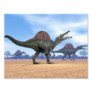 Spinosaurus dinosaurus wandeling - 3D rendering Foto Afdruk