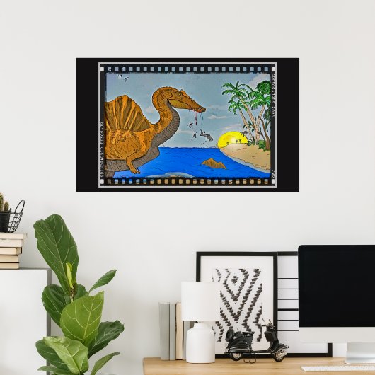 Spinosaurus Film Reel Dinosaur Archival Poster (Bureau à domicile)