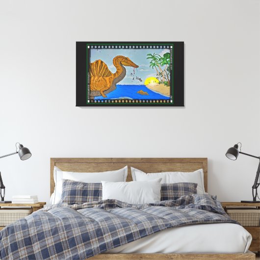 Spinosaurus Film Reel Dinosaur Canvas Print (Insitu (Slaapkamer))