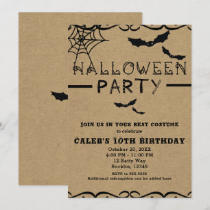 Spinrag & Vleermuizen Cute Halloween Feestkostuum Kaart