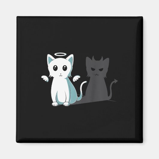 Spint Evil Devil Cat Happy Halloween Cat Angel Dev Magneet (Voorkant)
