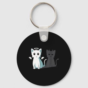 Spint Evil Devil Cat Happy Halloween Cat Angel Dev Sleutelhanger