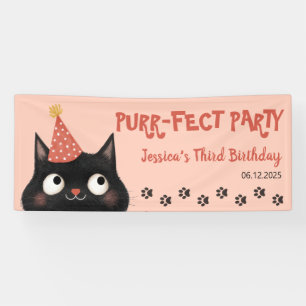 Spint-fect Black Cat Kinder Verjaardagsfeest Roze Spandoek