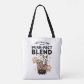 Spint-fect Blend: Kat en Koffie Kunst voor Pet Lov Draagtas (Achterkant)