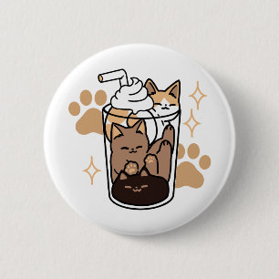 Spint-fect Blend: Kat en Koffie Kunst voor Pet Lov Ronde Button 5,7 Cm