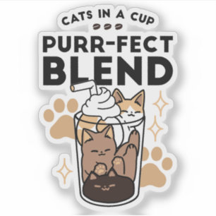 Spint-fect Blend: Kat en Koffie Kunst voor Pet Lov Sticker