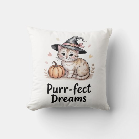 Spint-fect Dreams Schattige Cat met pompoen Hallow Kussen (Voorkant)