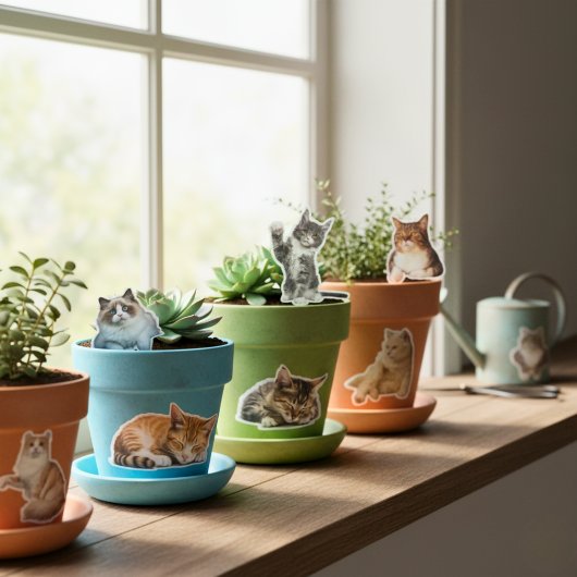 Spint-fect metgezellen: Schattigee Kitty Cat Stick Sticker