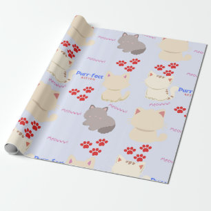 Spint-fect Schattigee Kitten Katten en Paw Prints Cadeaupapier