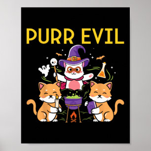 Spint kwaadaardige Halloween Cats Witches Fun Spoo Poster