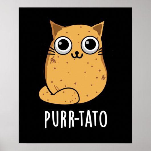 Spint-tato Funny Cat Potato Pun Dark BG Poster (Voorkant)