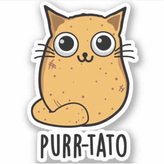 Spint-tato Funny Cat Potato Pun Sticker (Voorkant)