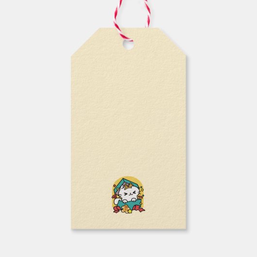 Spint-ty tijd! - Feestelijke Cat Christmas Design Cadeaulabel