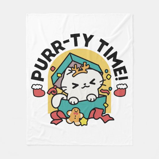 Spint-ty tijd! - Feestelijke Cat Christmas Design Fleece Deken (Voorkant)