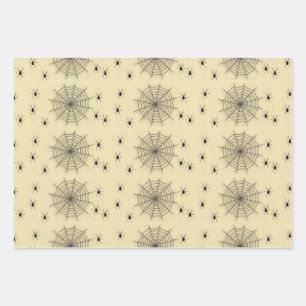 Spinweb en spinnen aan de muur inpakpapier vel