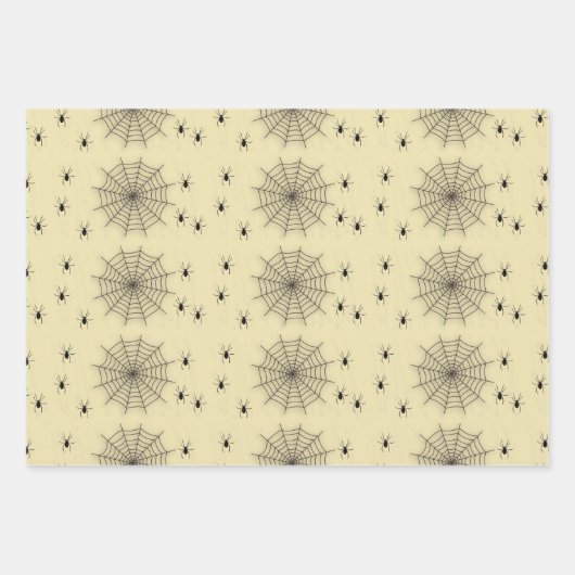 Spinweb en spinnen aan de muur inpakpapier vel (Voorkant)
