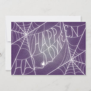 Spinweb Halloween Party Invitation in Paars Kaart