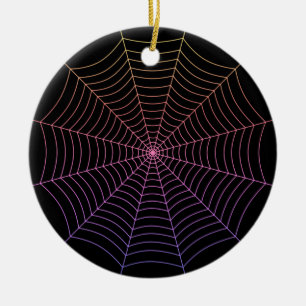 Spinweb zwart paars oranje Halloween patroon Keramisch Ornament