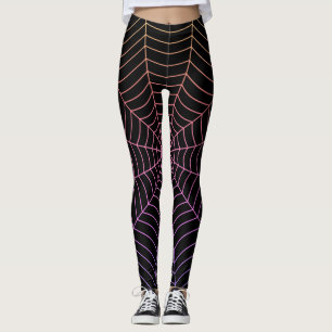 Spinweb zwart paars oranje Halloween patroon Leggings