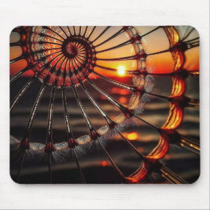 Spiraal fractal voor zonsondergang in de oceaan muismat