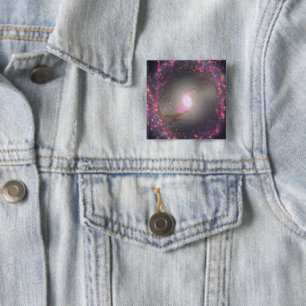 Spiraal Galaxy NGC 3351. Vierkante Button 5,1 Cm