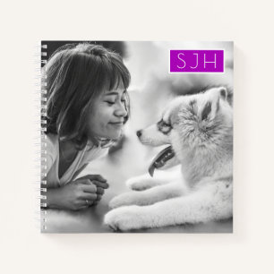 Spiraal gebonden schetsblok fototemplate monogram notitieboek