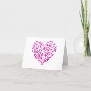 Spiraal handschrift roze hart voor Valentijnsdag Bedankkaart