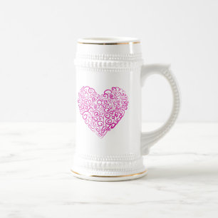 Spiraal handschrift roze hart voor Valentijnsdag Bierpul