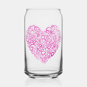 Spiraal handschrift roze hart voor Valentijnsdag Blikvorm Glas