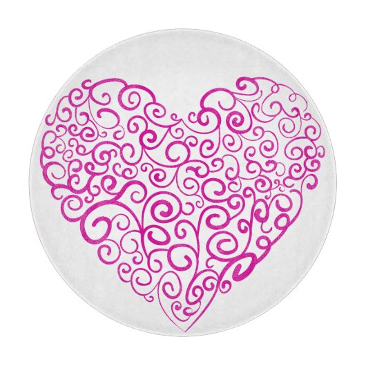 Spiraal handschrift roze hart voor Valentijnsdag Snijplank (Voorkant)