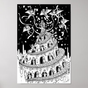 Spiraal kasteel. Feest voor de koningin. Poster