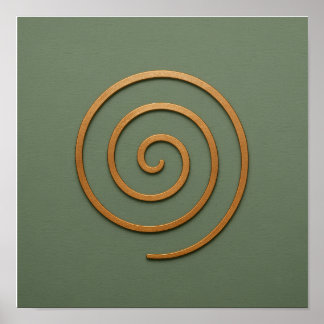 Spiraal koper op groen Poster