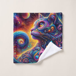 Spiraal Mystic Galaxy Rainbow Cat Bad Handdoek