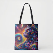 Spiraal Mystic Galaxy Rainbow Cat Draagtas (Voorkant)