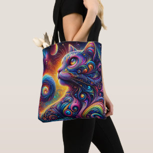 Spiraal Mystic Galaxy Rainbow Cat Draagtas