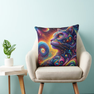 Spiraal Mystic Galaxy Rainbow Cat Kussen