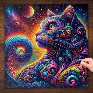Spiraal Mystic Galaxy Rainbow Cat Legpuzzel
