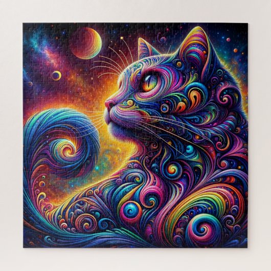 Spiraal Mystic Galaxy Rainbow Cat Legpuzzel (Verticaal)