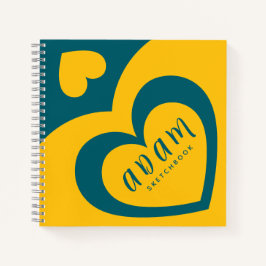 Spiraal Notebook Geel Blauw Kleurrijk hart ontwerp Notitieboek