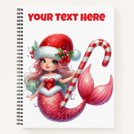 Spiraal Notebook-Kerst Zeemeermin Dagboek Notitieboek (Voorkant)