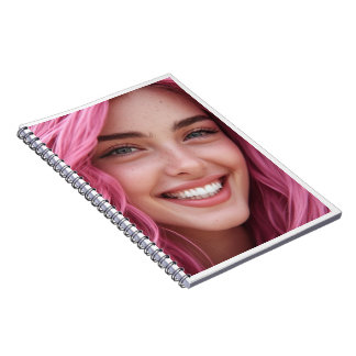 Spiraal Notebook met Portret van Vrouw met Roze Ha Notitieboek