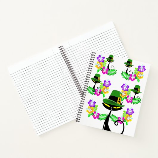 Spiraal Notitieboek St. Patrick's Day Cat Floral (Binnen)