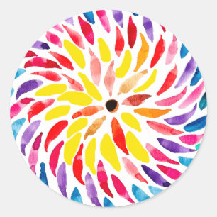 Spiraal regenboog waterverf abstract ronde sticker