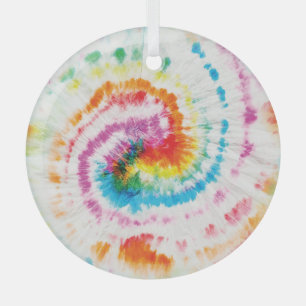 Spiraal stropdas-kleurstof, regenboog wervelpatroo glas ornament